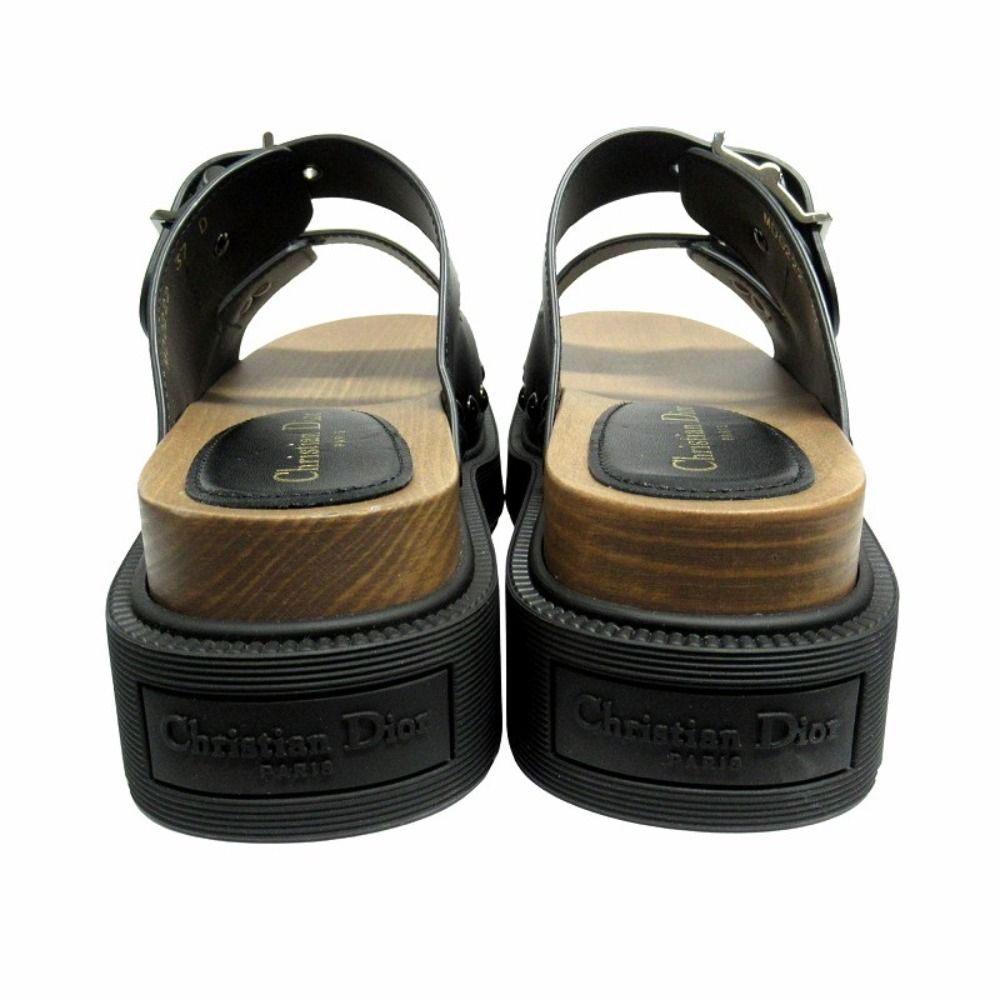 Dior Quake Leather Strap Sandals Shoes 37 Black — view 5