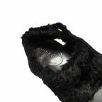 Gucci Faux Fur Sandals Boa Shoes Metal Heels Back Velcro 37.5 Black — view 7