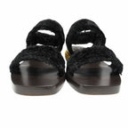 Gucci Faux Fur Sandals Boa Shoes Metal Heels Back Velcro 37.5 Black — view 5