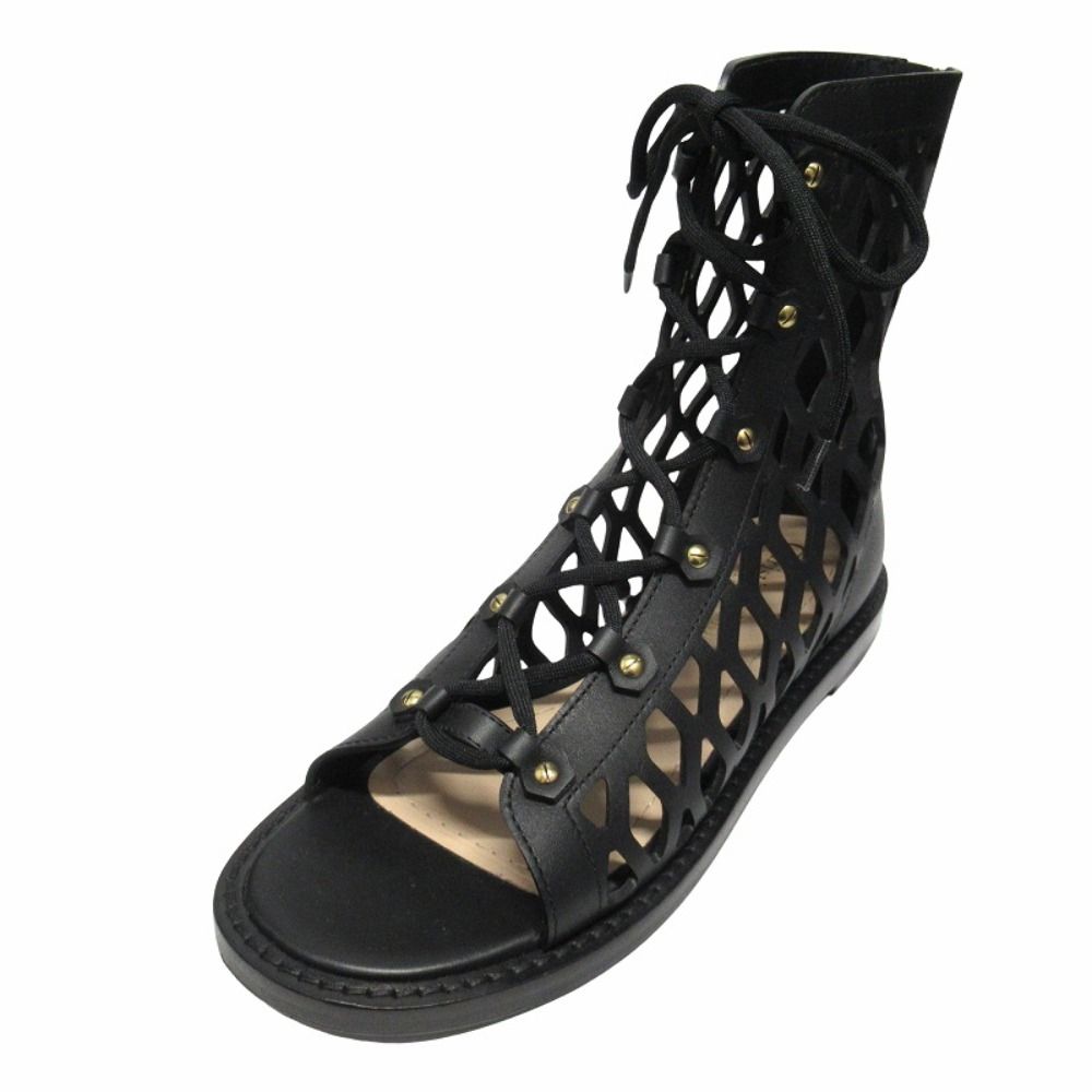 Dior D Trap Mesh Leather Sandals Boots Shoes 37 Black — view 3