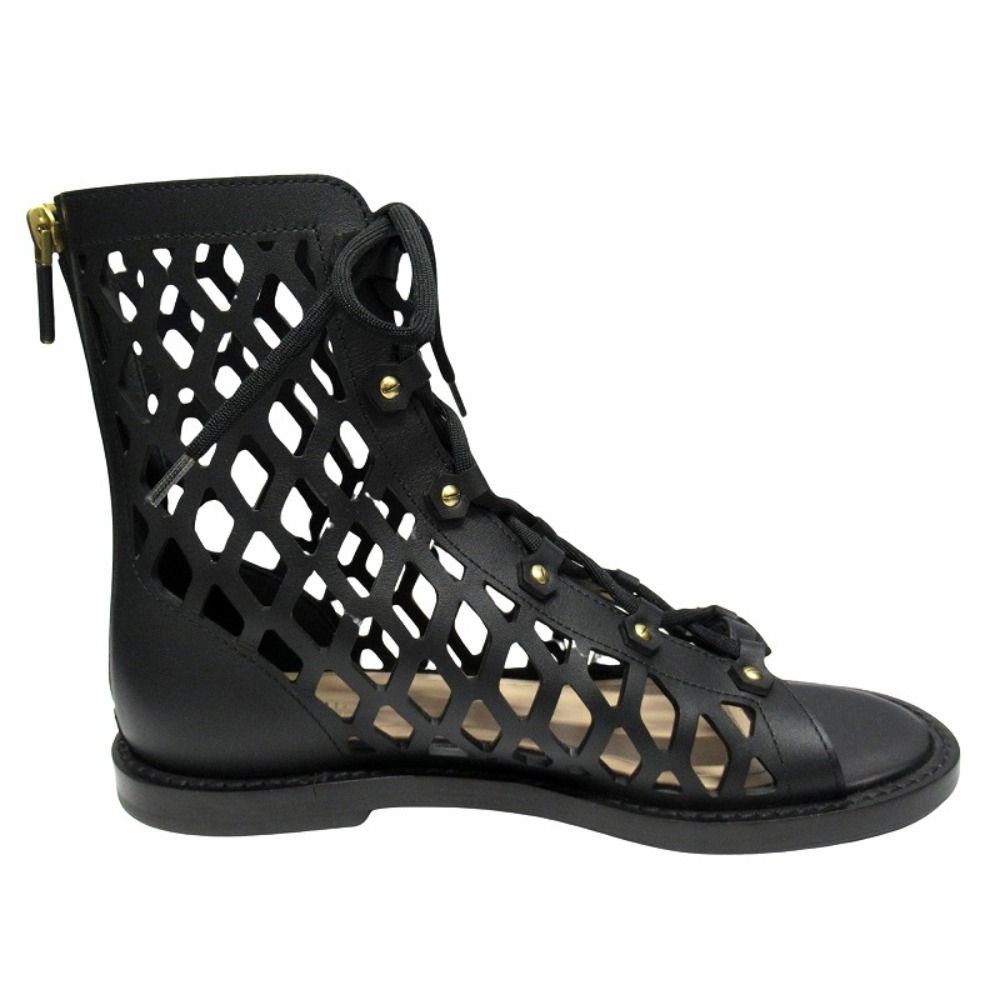Dior D Trap Mesh Leather Sandals Boots Shoes 37 Black — view 2
