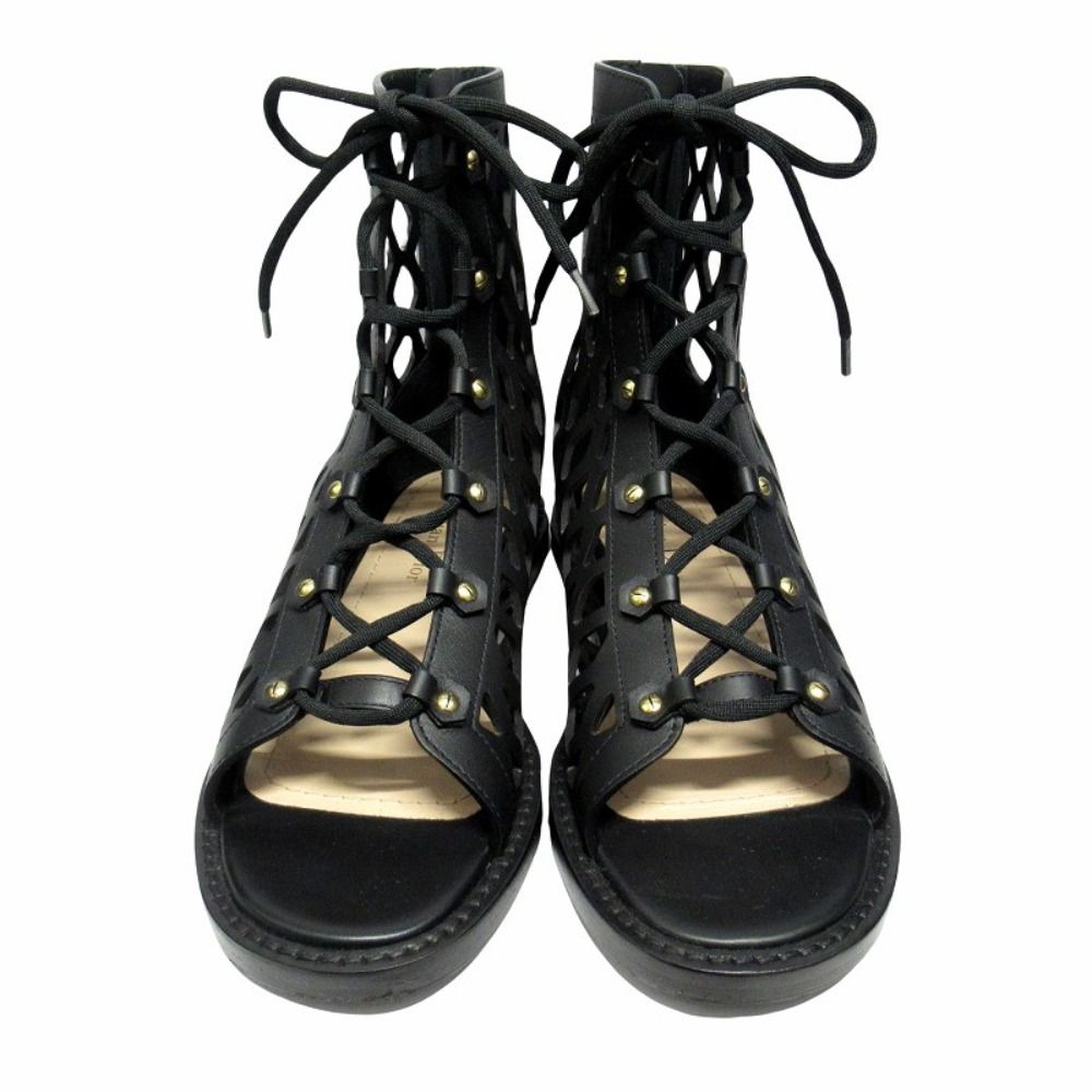 Dior D Trap Mesh Leather Sandals Boots Shoes 37 Black — view 4