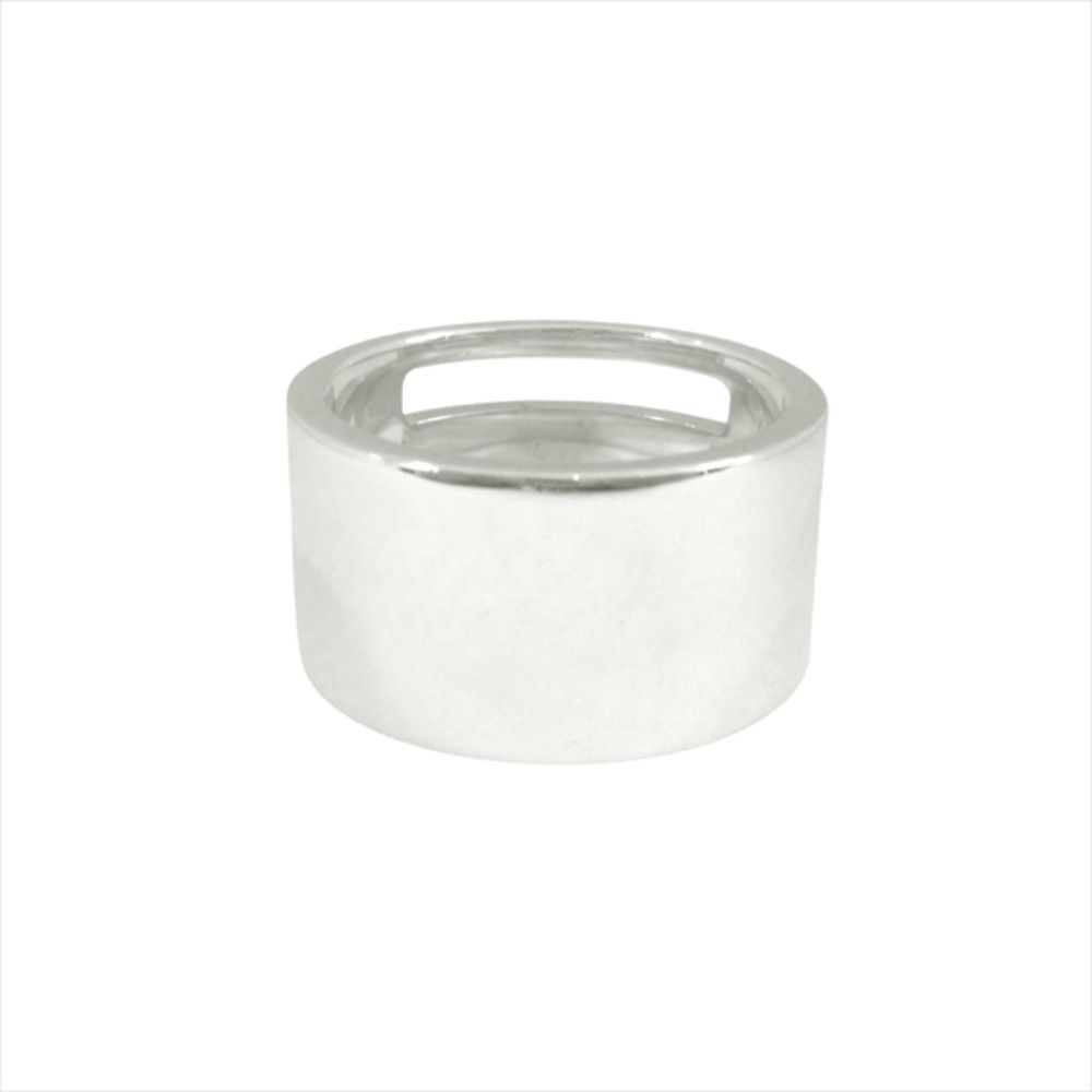 Gucci Polished Logo Vis Ring Wide Silver — view 3