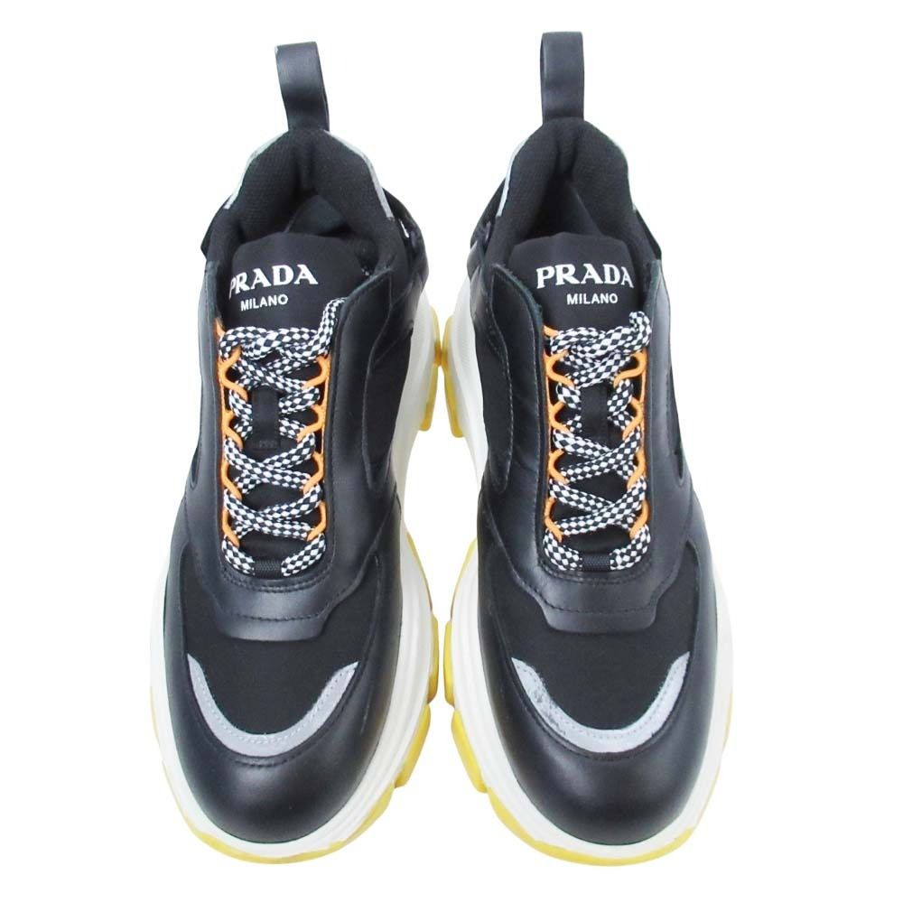 Prada Block Sneakers Volume Sole Low Top Platform Shoes Logo 37.5 Black — view 2