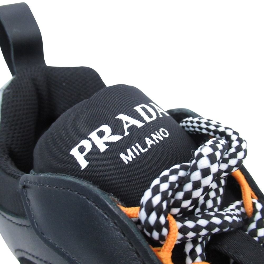 Prada Block Sneakers Volume Sole Low Top Platform Shoes Logo 37.5 Black — view 6