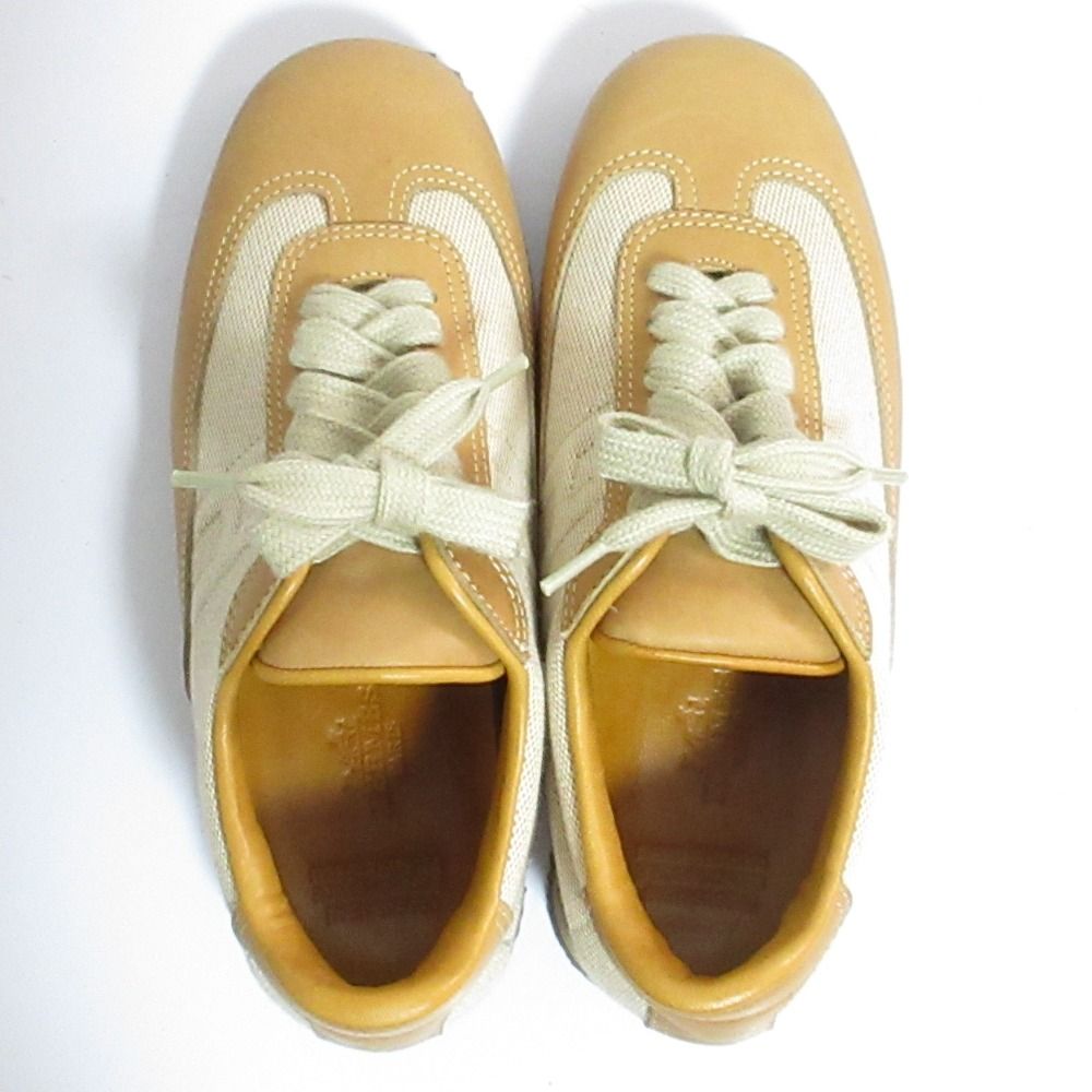 Hermes Quick Leather Canvas Sneakers 35 Camel — view 4