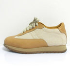 Hermes Quick Leather Canvas Sneakers 35 Camel — view 2