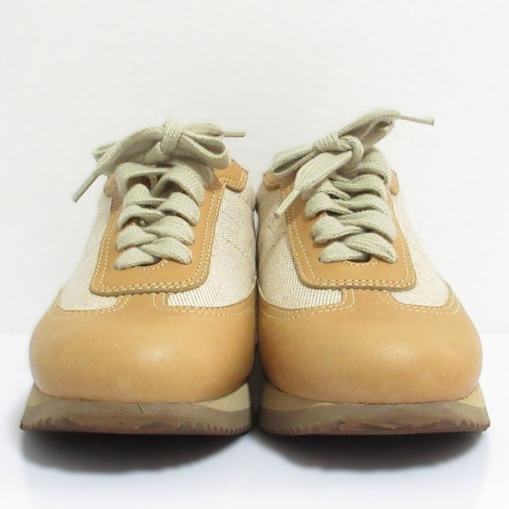 Hermes Quick Leather Canvas Sneakers 35 Camel — view 3