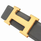 Hermes Buckle Reversible Belt Leather Constance Gold Vintage 70 cm Gray Black — view 7