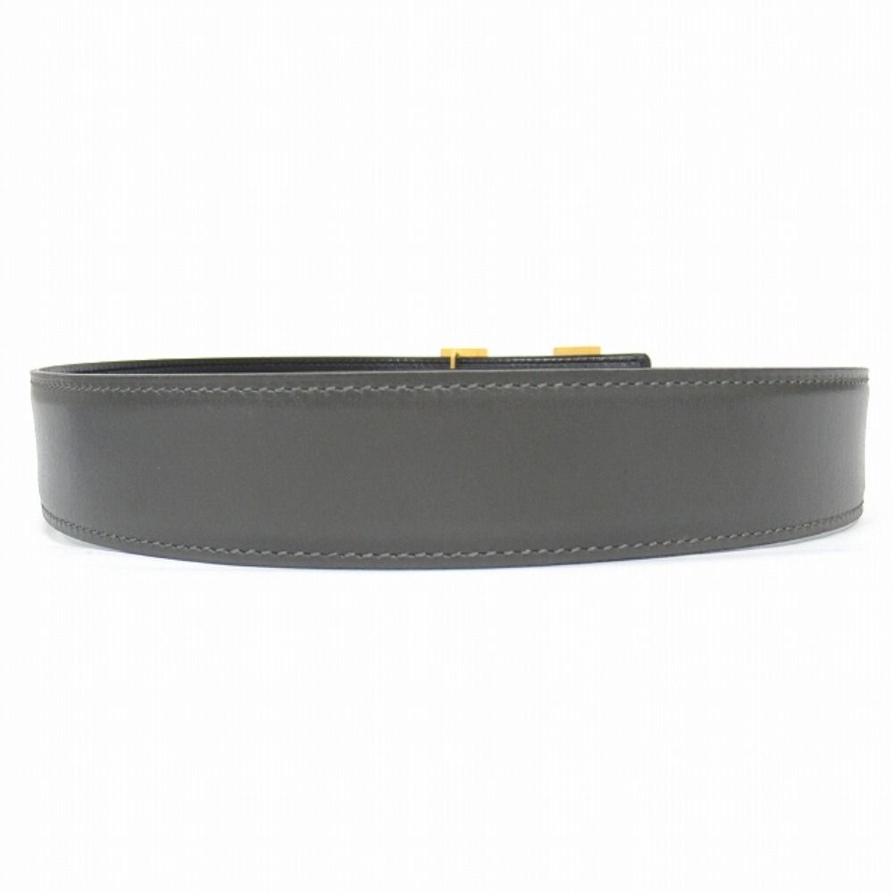 Hermes Buckle Reversible Belt Leather Constance Gold Vintage 70 cm Gray Black — view 3