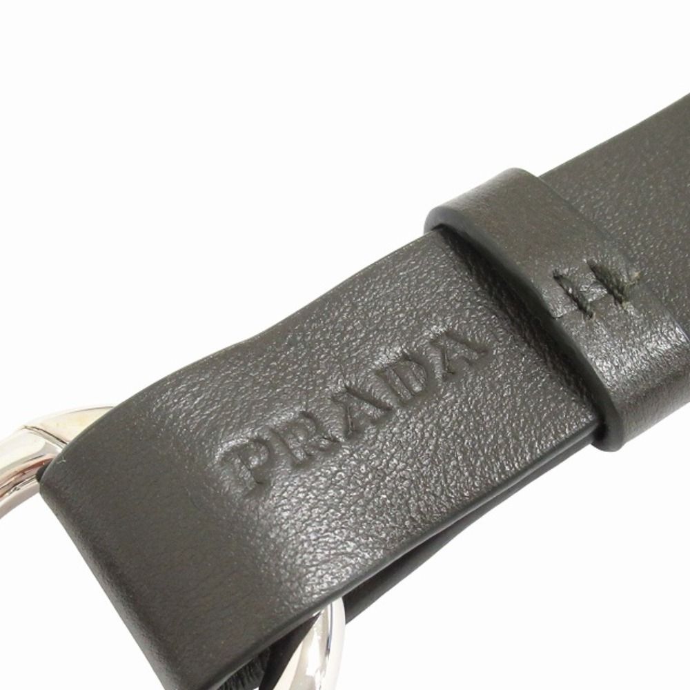 Prada Cow Leather Key Holder Key Strap Carabiner Khaki — view 4