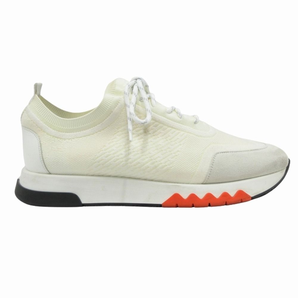 Hermes Addict Knit Sneakers Shoes Low Cut 43 White Orange — view 2