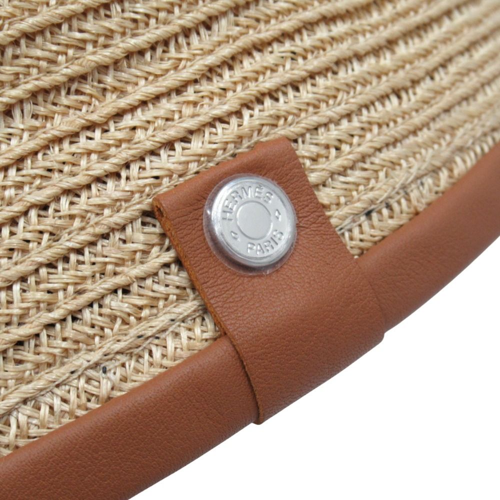 Hermes Garance Hemp Leather Cap Hat Series Logo 57 Natural — view 5