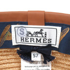 Hermes Garance Hemp Leather Cap Hat Series Logo 57 Natural — view 7