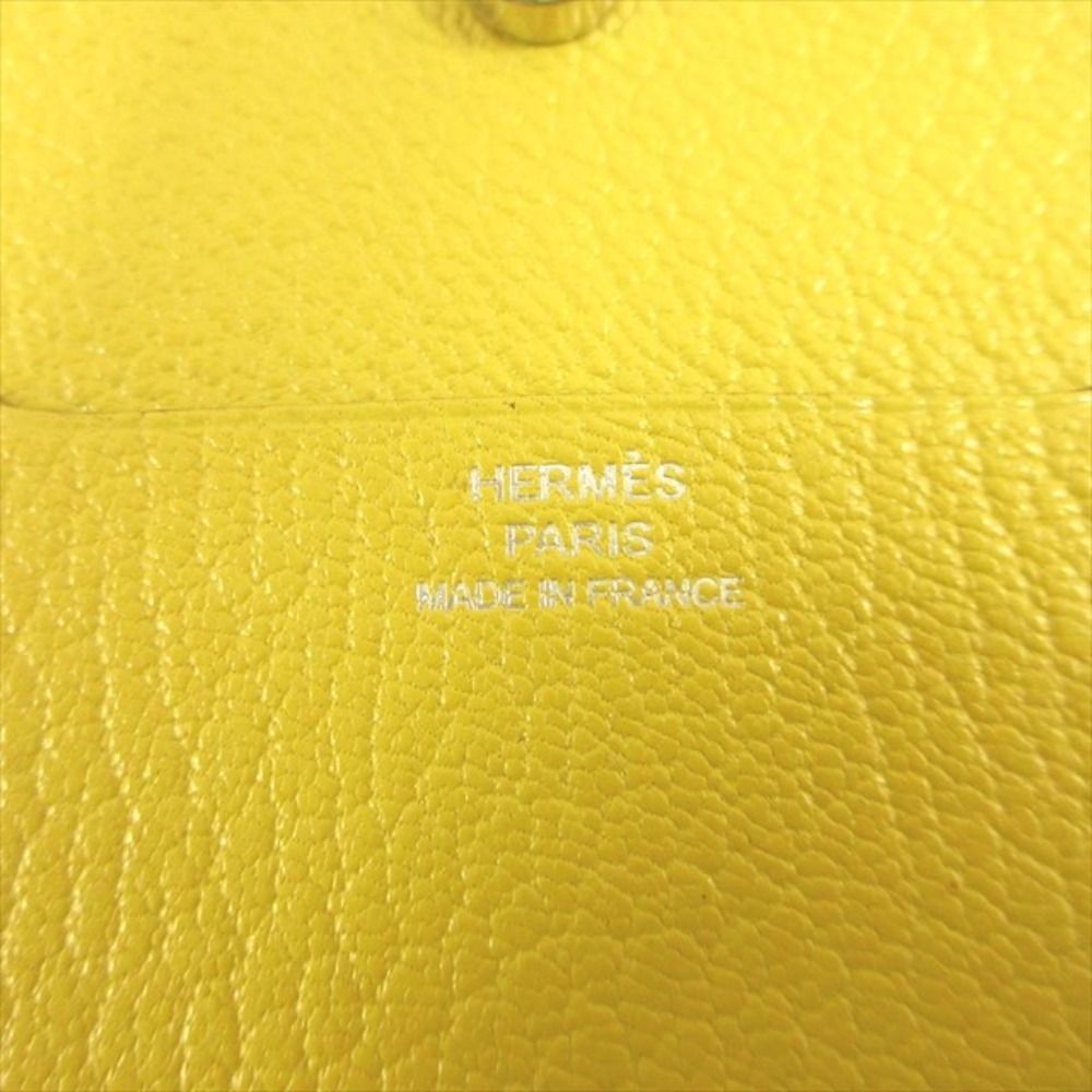 Hermes in the Loop Coin Case Wallet Purse Card Chaine D'ancre Leather Yellow — view 8