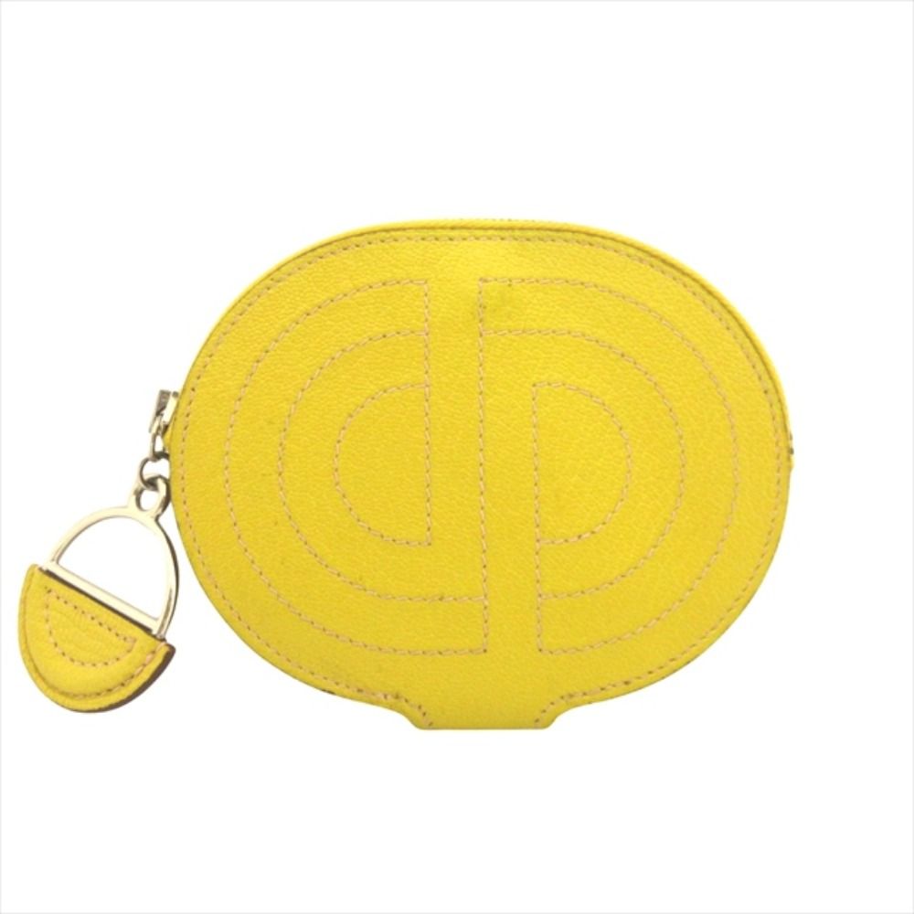Hermes in the Loop Coin Case Wallet Purse Card Chaine D'ancre Leather Yellow — view 2