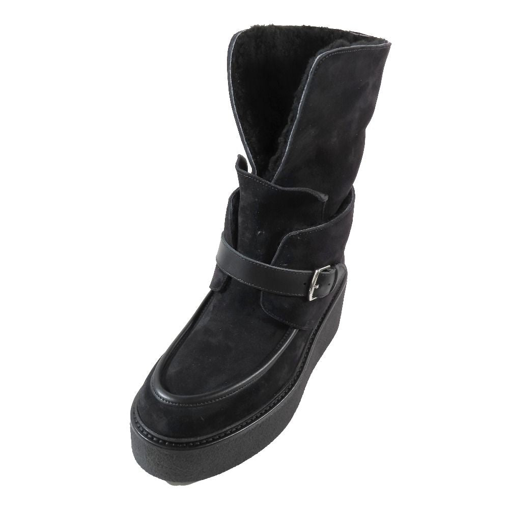 Hermes Vovelore Shearling Boots Platform 2-Way Shoes 36 Black — view 5
