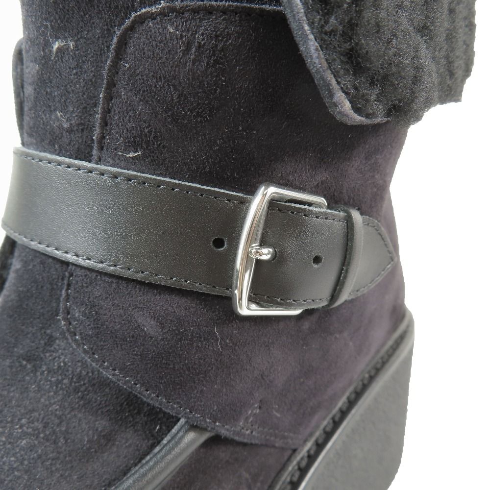 Hermes Vovelore Shearling Boots Platform 2-Way Shoes 36 Black — view 8