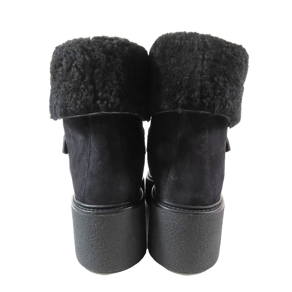 Hermes Vovelore Shearling Boots Platform 2-Way Shoes 36 Black — view 6