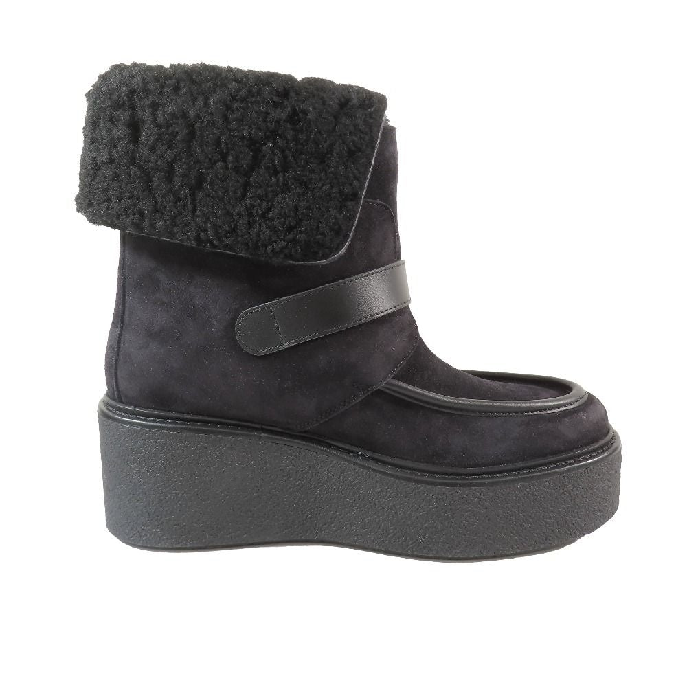 Hermes Vovelore Shearling Boots Platform 2-Way Shoes 36 Black — view 2