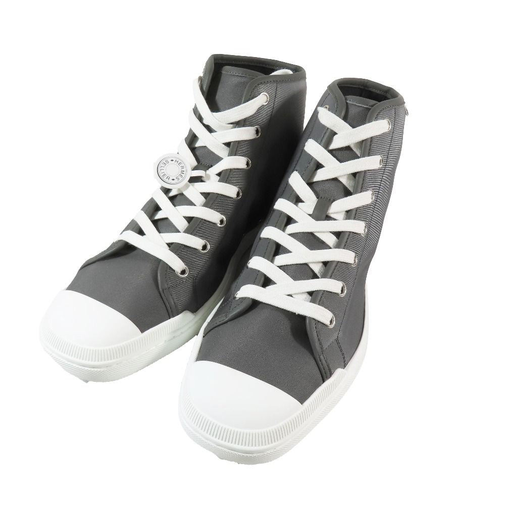 Hermes Express Nylon High Cut Sneakers Shoes Logo 40.5 Gray — view 3