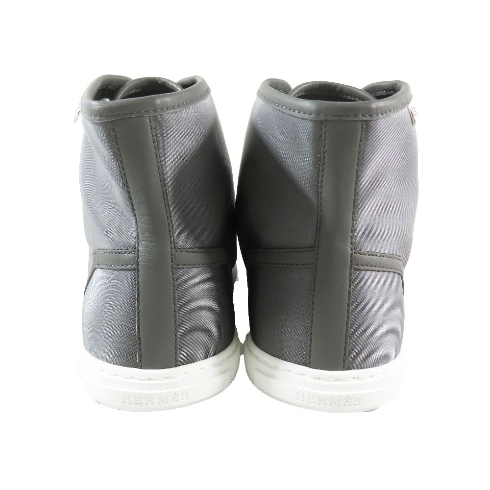 Hermes Express Nylon High Cut Sneakers Shoes Logo 40.5 Gray — view 5