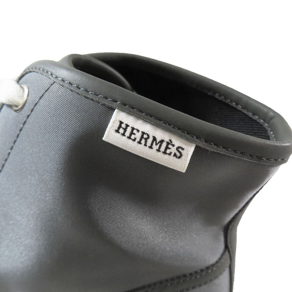 Hermes Express Nylon High Cut Sneakers Shoes Logo 40.5 Gray — view 6