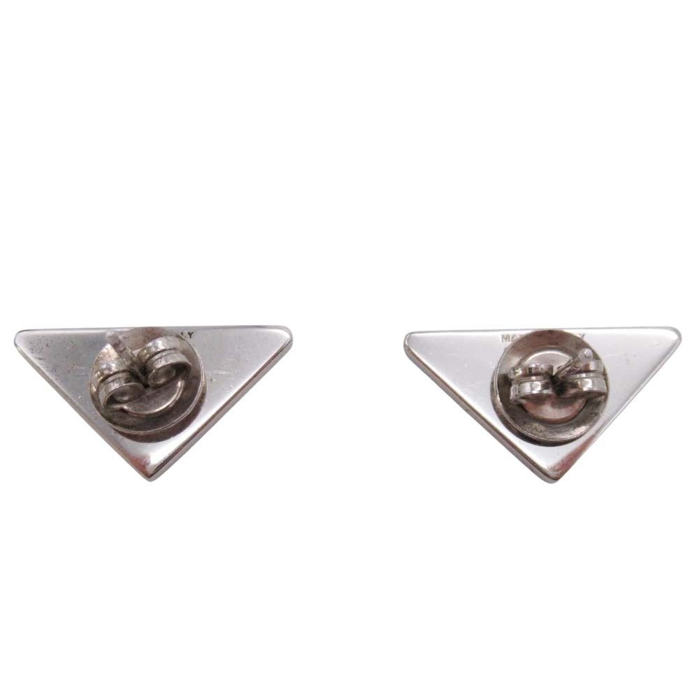 Prada Triangle Logo Stud Earrings Plate Yellow — view 3