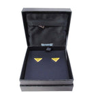 Prada Triangle Logo Stud Earrings Plate Yellow — view 4
