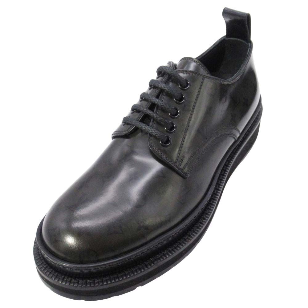 Louis Vuitton Monogram Davis Shoes Thick Sole Platform Lace Up Leather — view 2