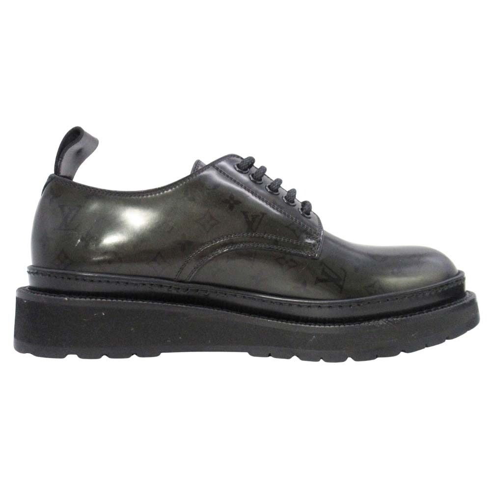 Louis Vuitton Monogram Davis Shoes Thick Sole Platform Lace Up Leather — view 5