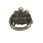 Chanel Flower Rhinestone Ring CC Logo Visual Vintage Gunmetal — view 8