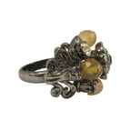 Chanel Flower Rhinestone Ring CC Logo Visual Vintage Gunmetal — view 5