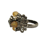 Chanel Flower Rhinestone Ring CC Logo Visual Vintage Gunmetal — view 3