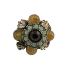Chanel Flower Rhinestone Ring CC Logo Visual Vintage Gunmetal — view 2