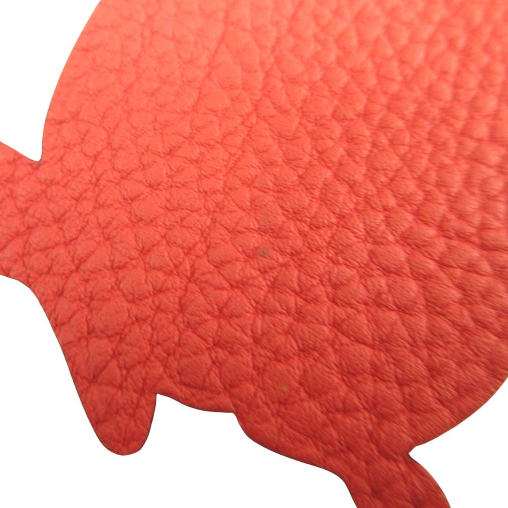 Hermes Petit Beaver Bag Charm Epsom Leather Animal Gray Red — view 4