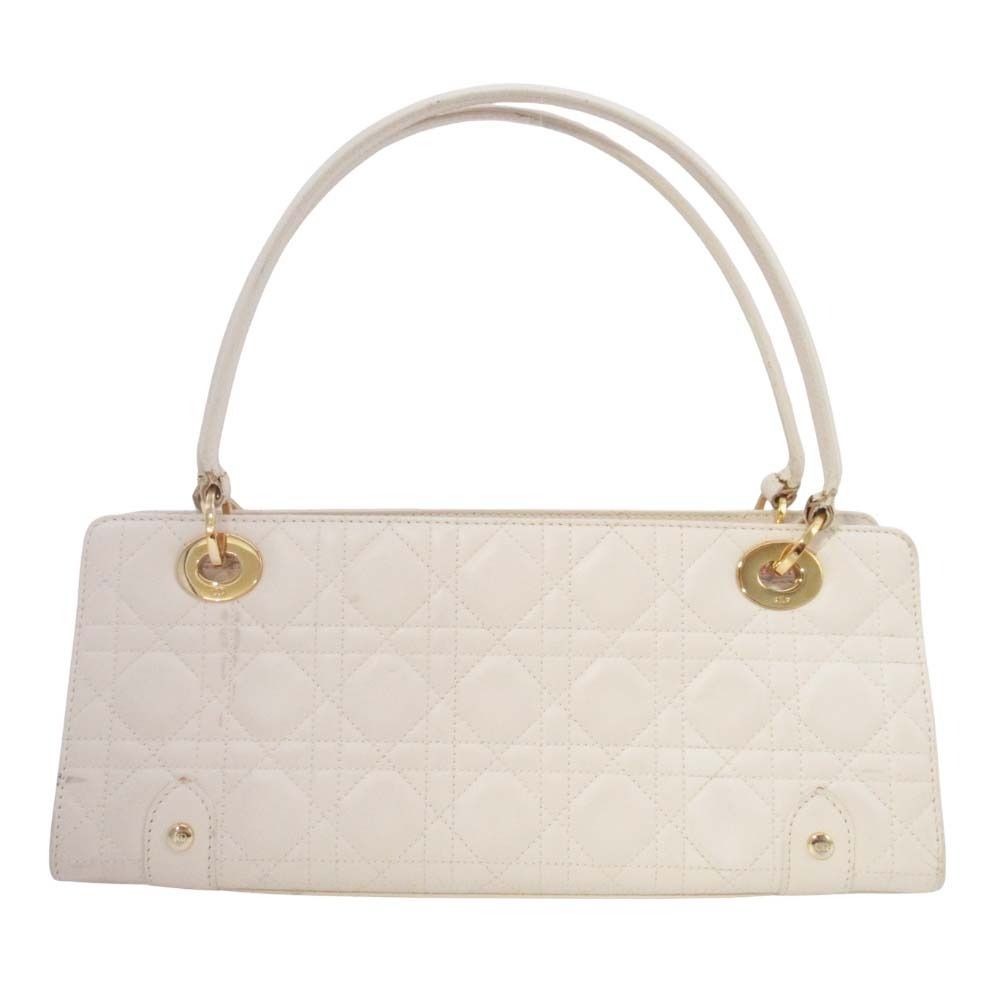 Dior Horizontal Lady Handbag Logo Charm Cannage Bag Beige — view 3