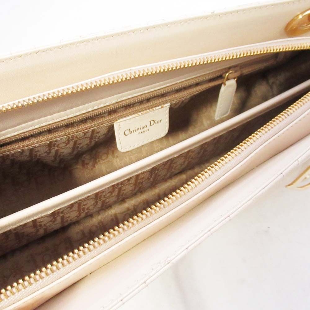 Dior Horizontal Lady Handbag Logo Charm Cannage Bag Beige — view 6