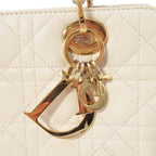 Dior Horizontal Lady Handbag Logo Charm Cannage Bag Beige — view 7