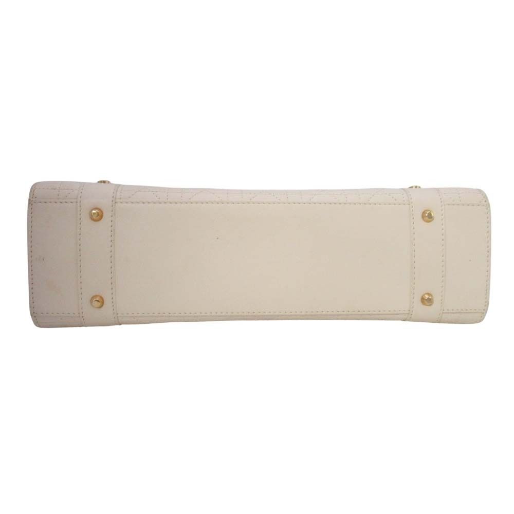 Dior Horizontal Lady Handbag Logo Charm Cannage Bag Beige — view 5