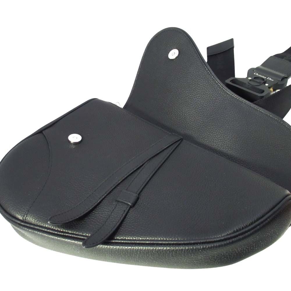 Dior Saddle Bag Crossbody Gray Calfskin Purse Black — view 8