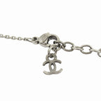 Chanel Heart CC Logo Necklace Vintage Silver White — view 3