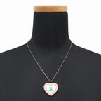 Chanel Heart CC Logo Necklace Vintage Silver White — view 4