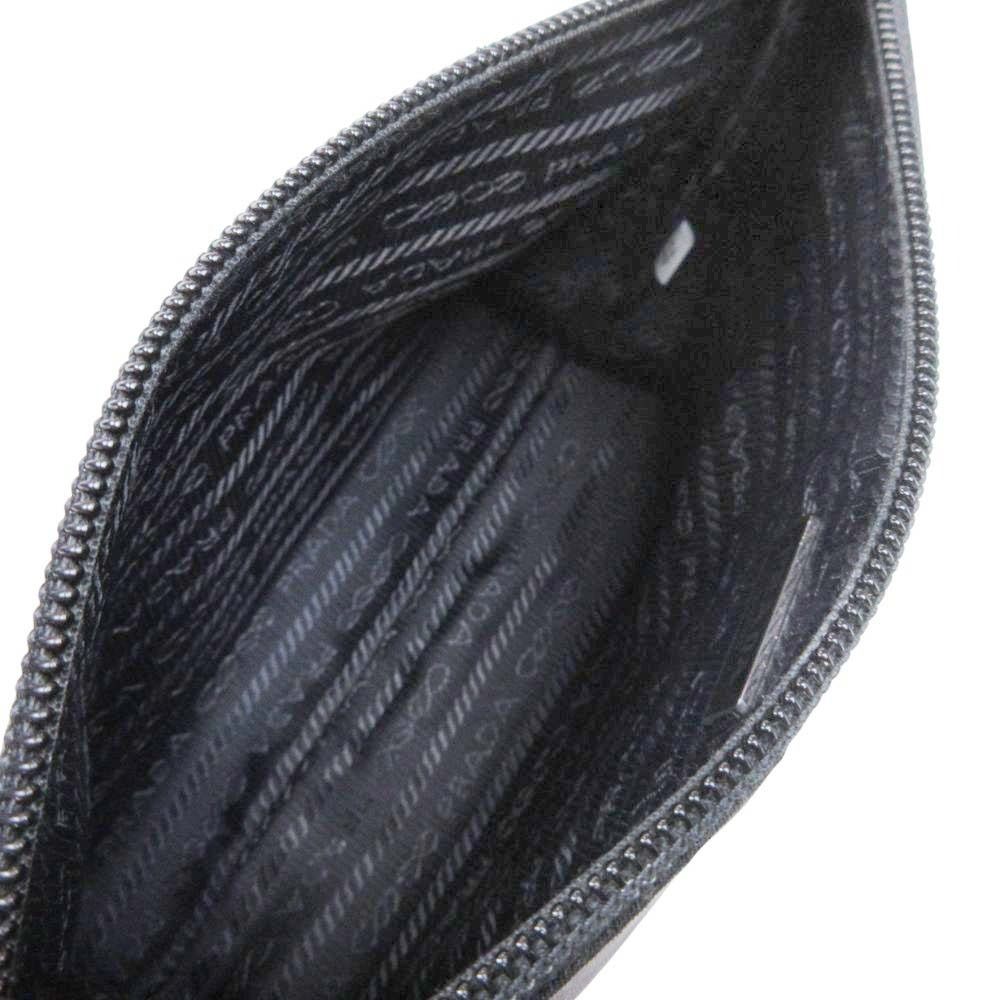 Prada Robot Metal Applique Pouch Clutch Nylon Triangle Plate Black — view 3