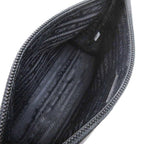 Prada Robot Metal Applique Pouch Clutch Nylon Triangle Plate Black — view 3