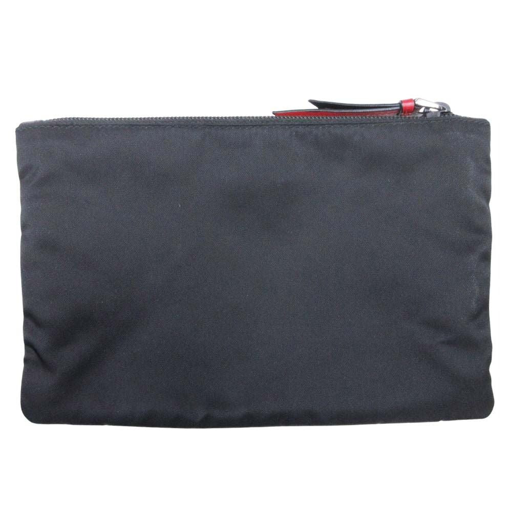 Prada Robot Metal Applique Pouch Clutch Nylon Triangle Plate Black — view 2