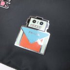 Prada Robot Metal Applique Pouch Clutch Nylon Triangle Plate Black — view 5