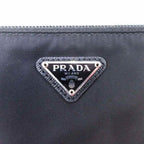 Prada Robot Metal Applique Pouch Clutch Nylon Triangle Plate Black — view 6