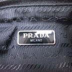 Prada Robot Metal Applique Pouch Clutch Nylon Triangle Plate Black — view 7