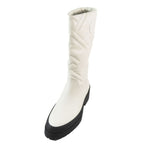 Hermes Leather Long Boots Exlibris Quilted Logo Shoes 35.5 Ivory — view 4